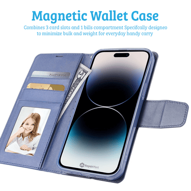 iPhone 15 High-Quality Flip Wallet Case Cover with Magnetic Closure for Screen Protection, Tough Build, Shockproof Design, Multiple Card Holders - Hot Pink